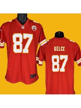 New Travis Kelce Kansas City Chiefs Big Kids' Nike NFL Game Jersey #87 Red Sz L